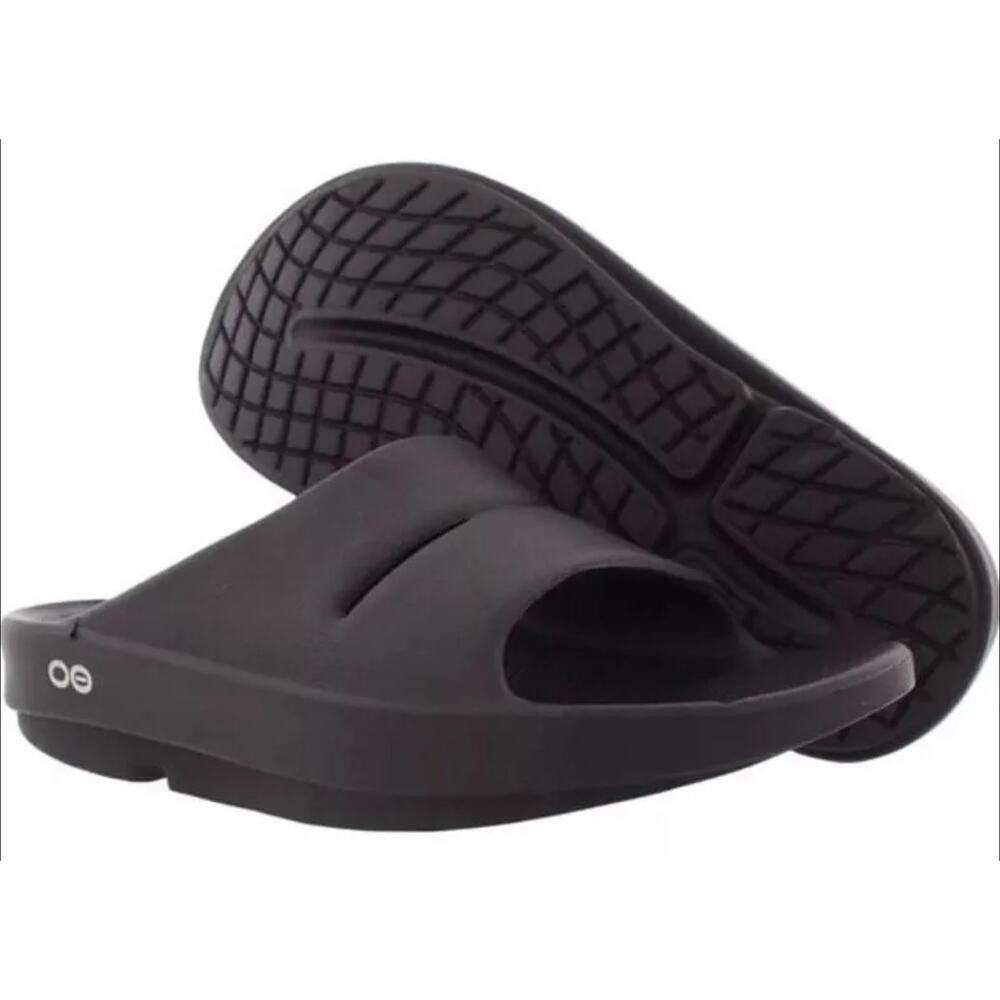 Oofos OOahh Slip On Slide Sandals Recovery OOfoam Rubber Black W10 M12
